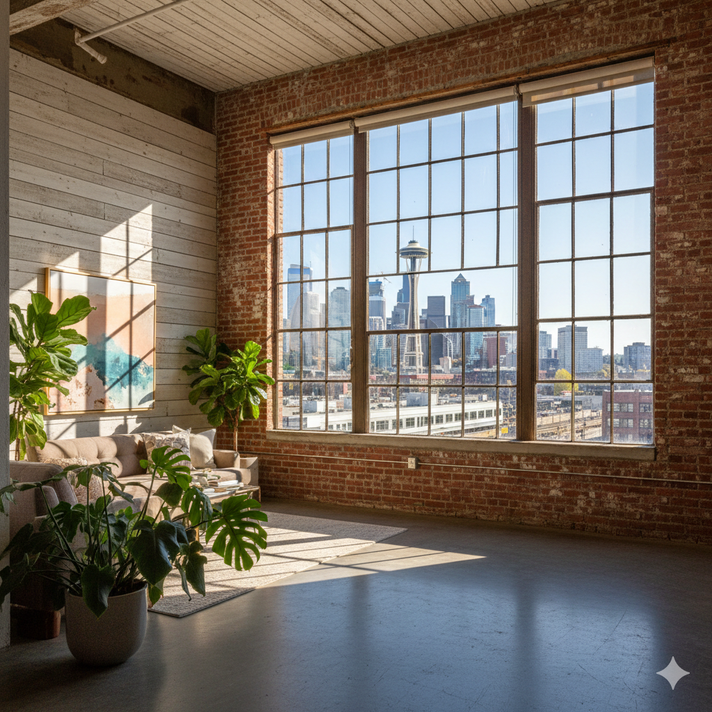 Warehouse loft interior in SODO, Seattle
